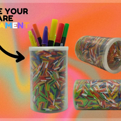 Chân đế đựng bút/bút chì tận dụng sợi filament thừa