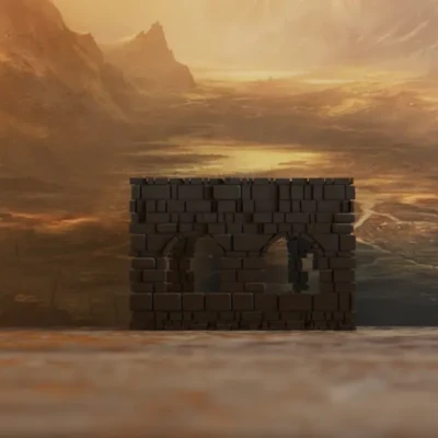 Mô-đun tường đá đổ nát #3 có cửa sổ