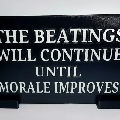 Các đánh đập sẽ tiếp tục cho đến khi tinh thần cải thiện mảng bám