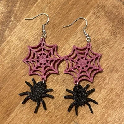 Hoa tai Halloween - Nhện với web