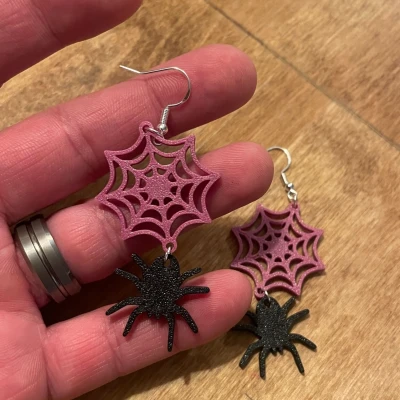 Hoa tai Halloween - Nhện với web