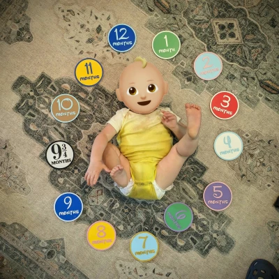 Số tháng chụp ảnh em bé trong phông chữ Disney