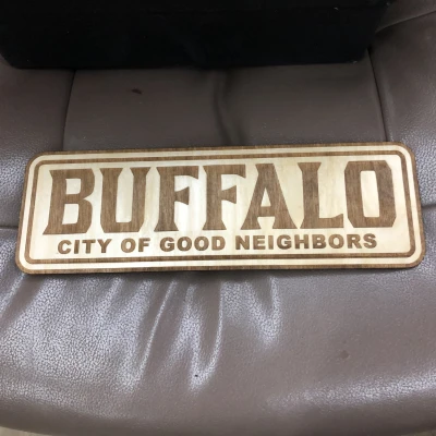 Buffalo Train Sign 3D hoặc laser