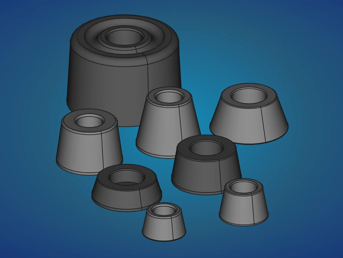 Chân cao su điều chỉnh kích thước với mã nguồn OpenSCAD
