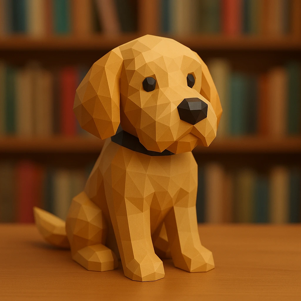 Chó vàng doodle phong cách low poly dễ thương