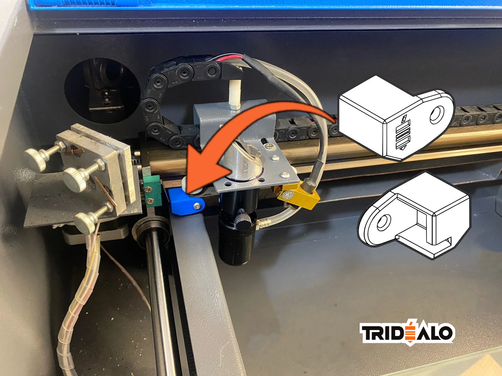 Đầu dừng mở rộng trục X cho máy khắc laser K40