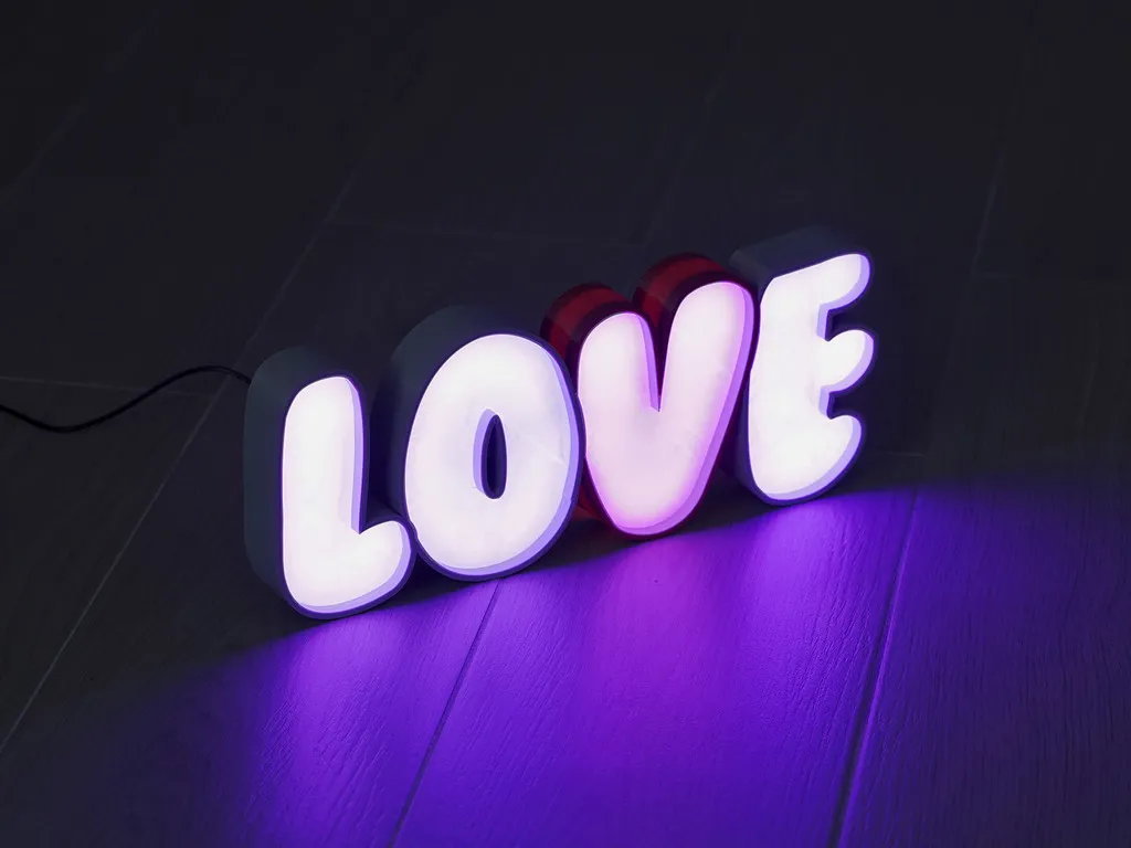 Biển hiệu LED hình trái tim trang trí nội thất