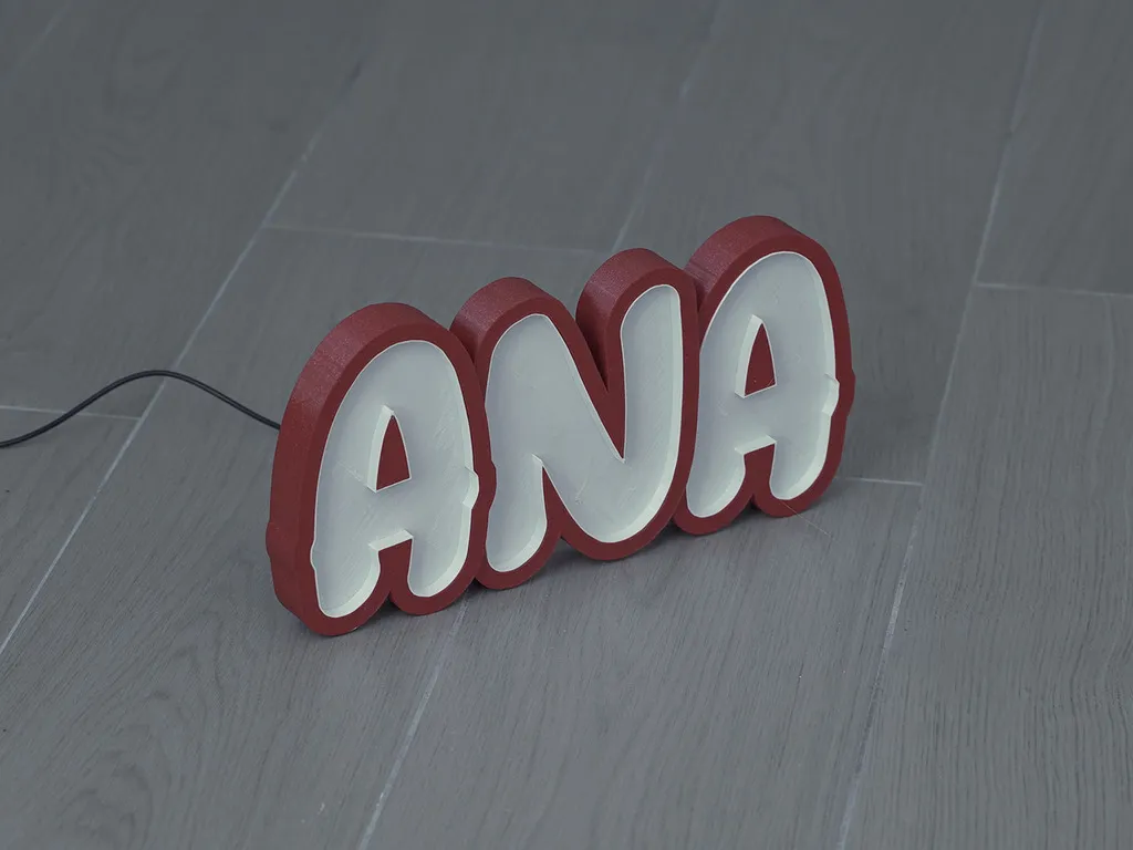 Biển hiệu LED Ana với chữ cái phát sáng