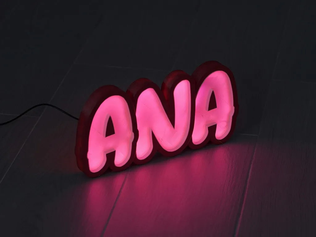 Biển hiệu LED Ana với chữ cái phát sáng