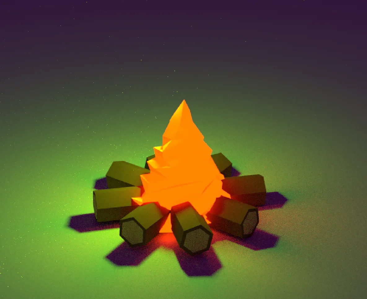 Lửa trại lowpoly dành cho trang trí nội thất