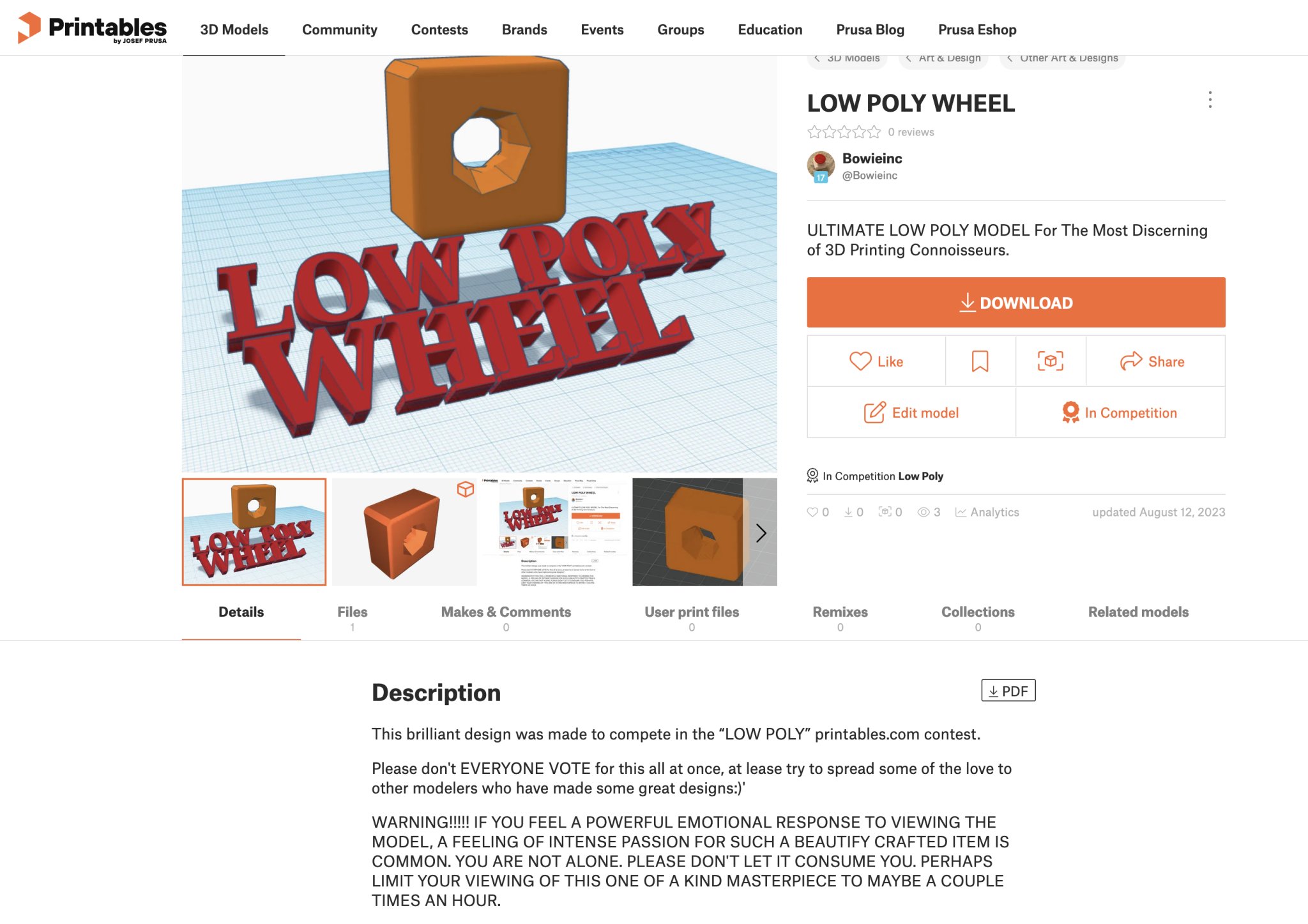 Bánh xe low poly tuyệt đẹp cho in 3D