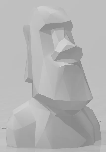 Tượng Moai phong cách low poly với giường phẳng