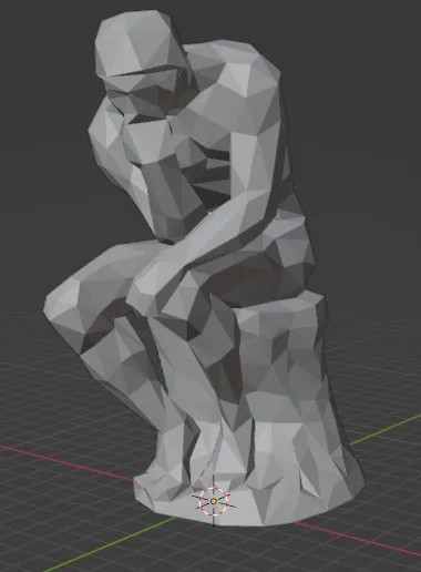 Tượng suy tư low poly với thiết kế phẳng