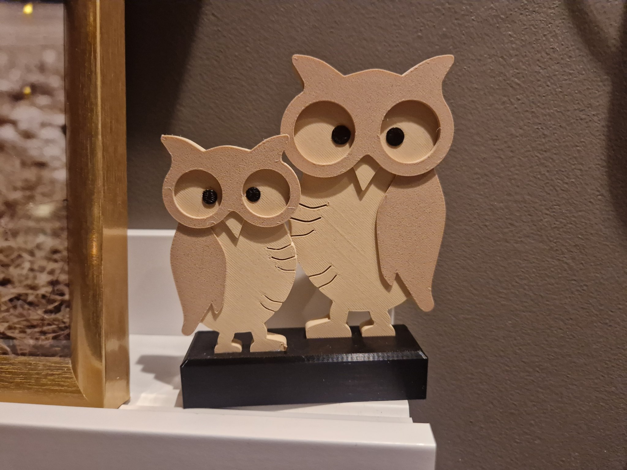 Trang trí cú 2D bằng gỗ cho không gian sống