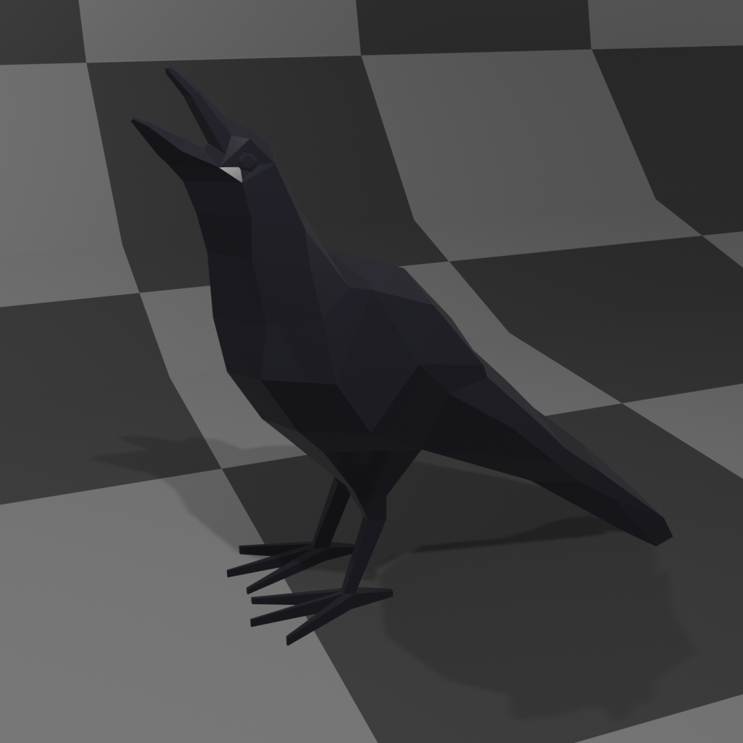 Mô hình quạ phong cách Low Poly giữ chìa khóa