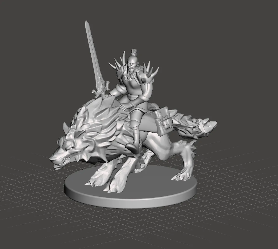 Nhân vật Orc cưỡi sói trong trò chơi tabletop