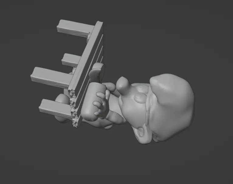 Nhân vật Smurf đang cắt thịt giăm bông