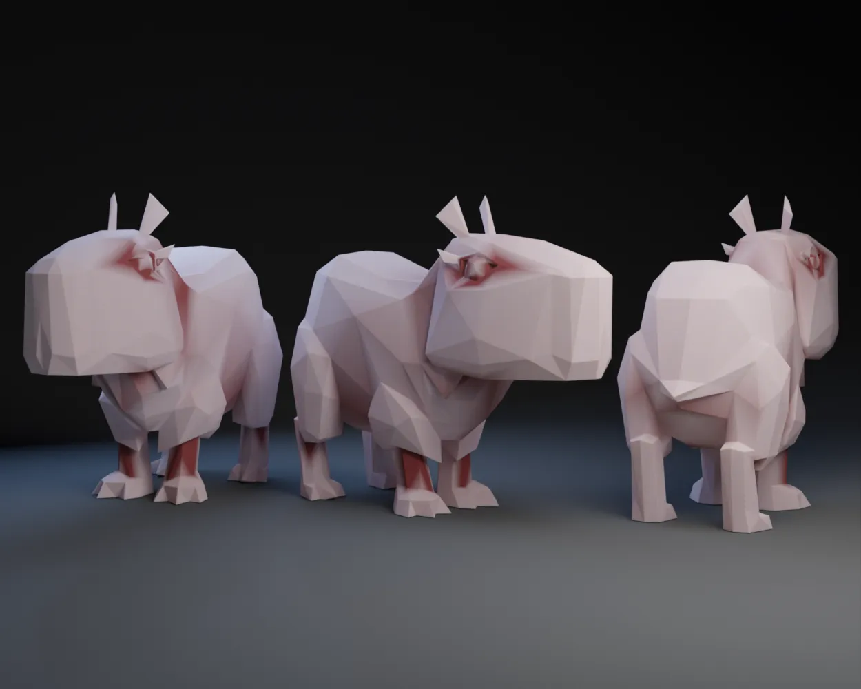 Mô hình capybara phong cách low poly nghệ thuật 3D