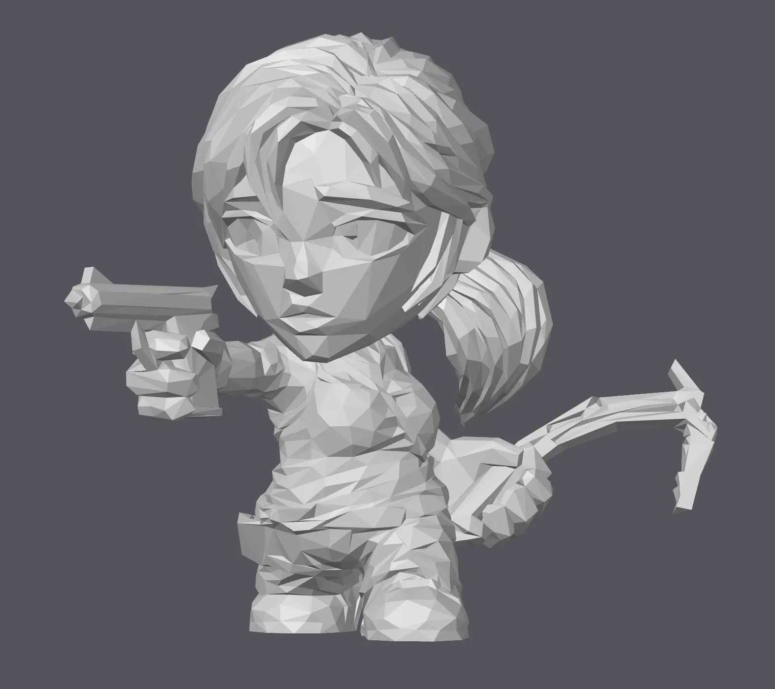 Nhân vật Lara Croft Toon Figurine LowPoly dễ thương