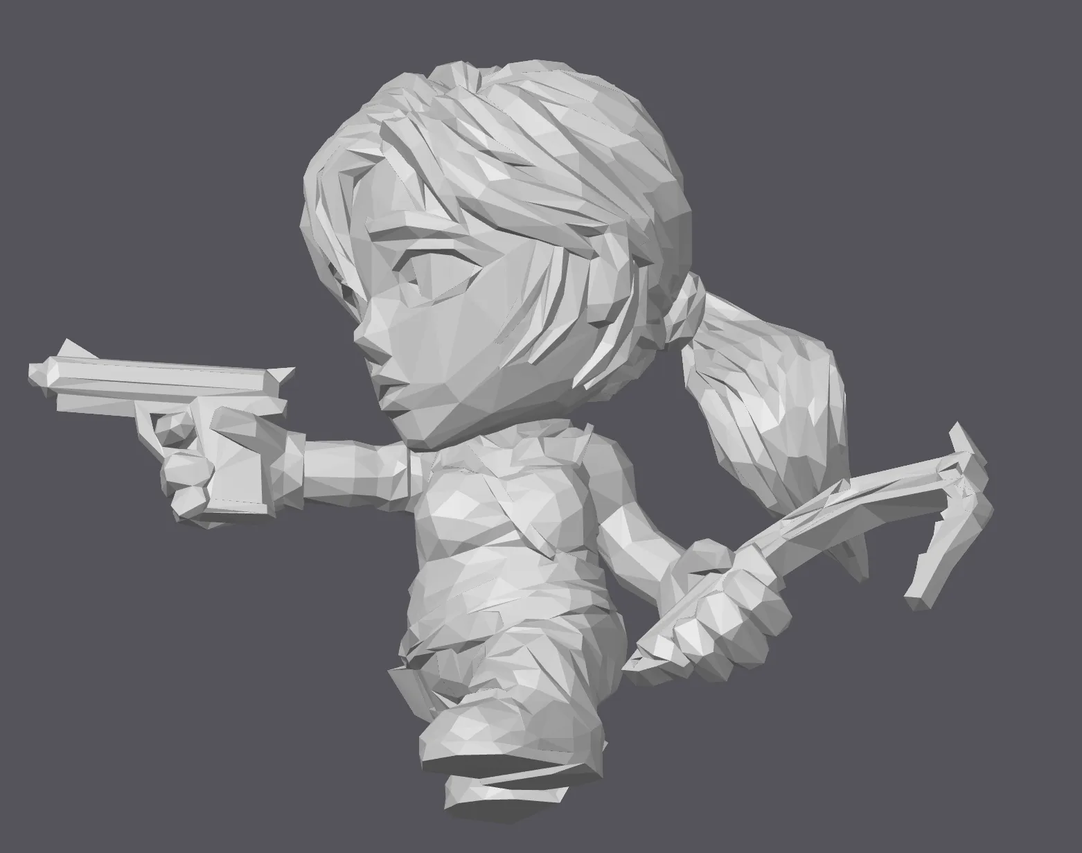 Nhân vật Lara Croft Toon Figurine LowPoly dễ thương