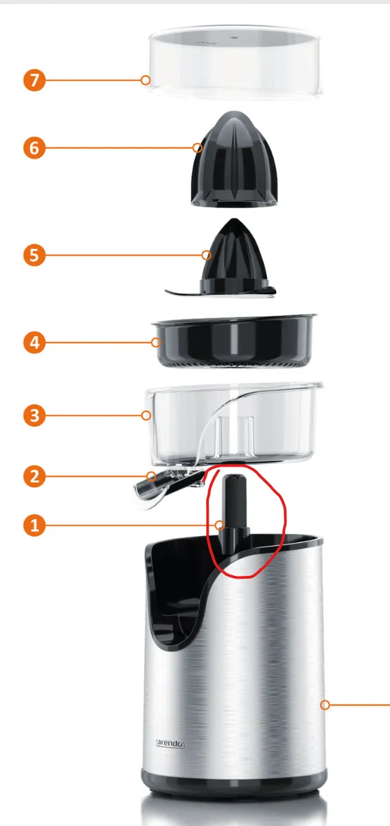 Trục động cơ thay thế cho máy vắt cam Arendo