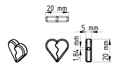 Trái tim hai phần cho trang sức với file FreeCAD