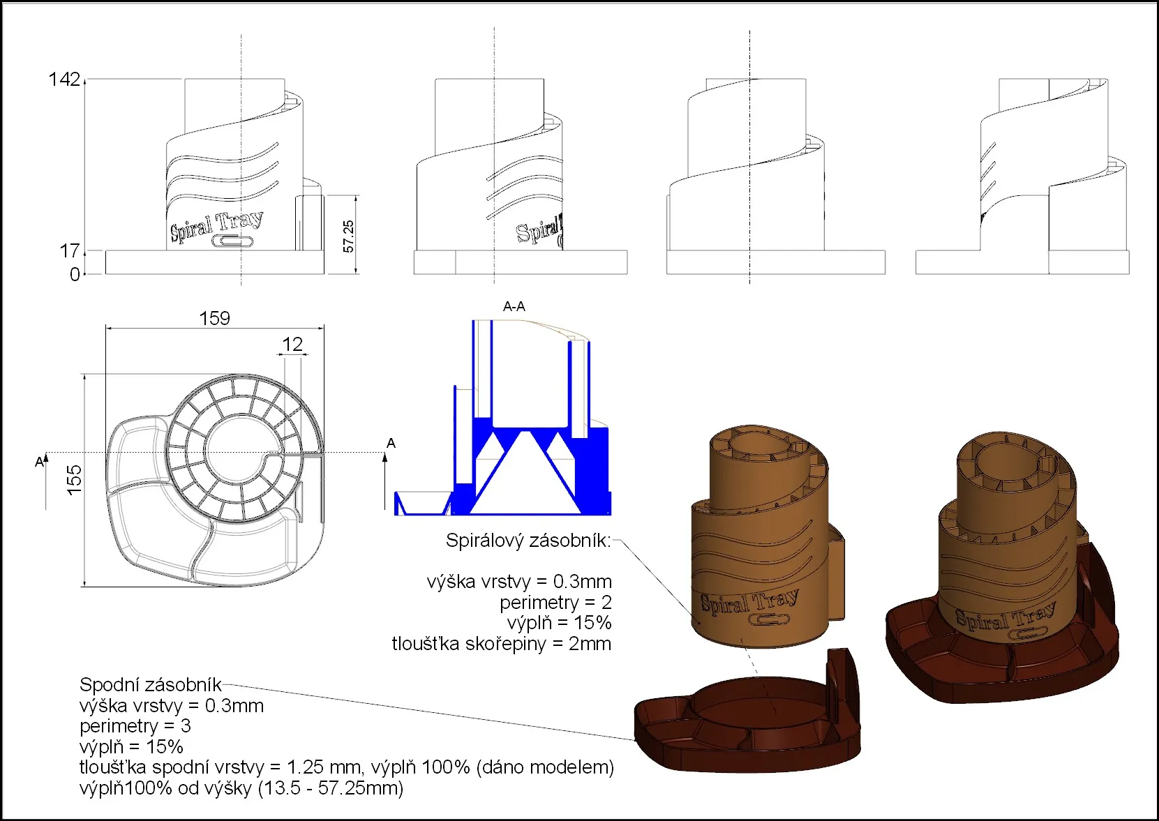 Giá đỡ văn phòng phẩm hình xoắn ốc với đế tách rời