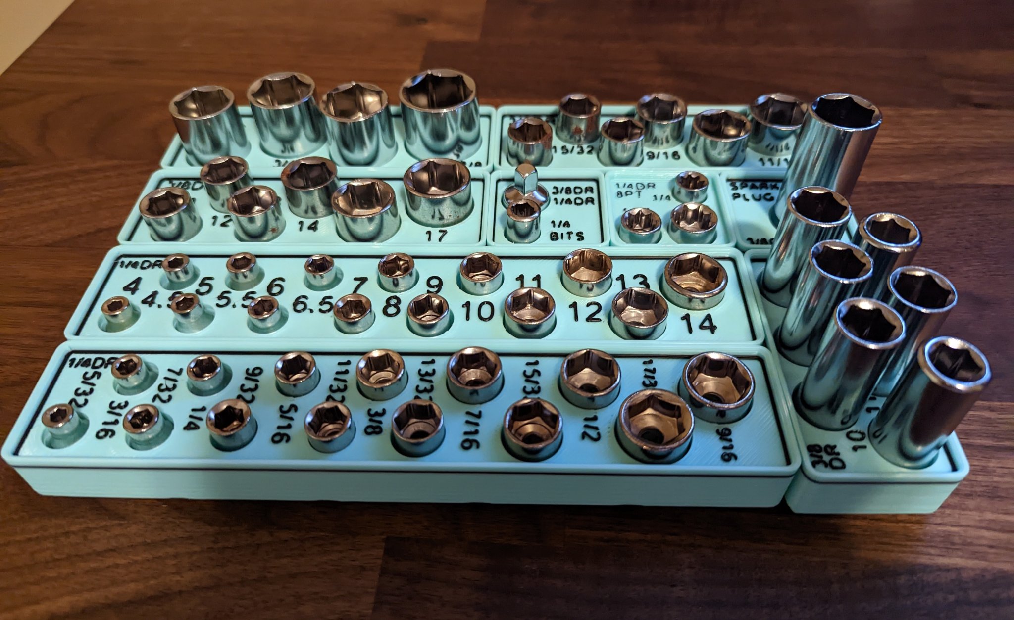 Bộ socket kích thước mét 1/4"DR cho hệ thống Gridfinity