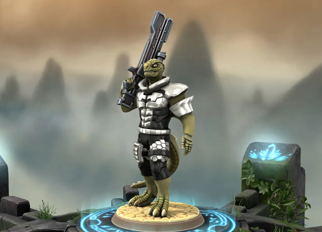 Nhân vật Vesk Grimlockar từ trò chơi Starfinder TTRPG