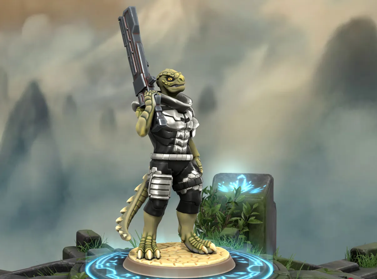 Nhân vật Vesk Grimlockar từ trò chơi Starfinder TTRPG