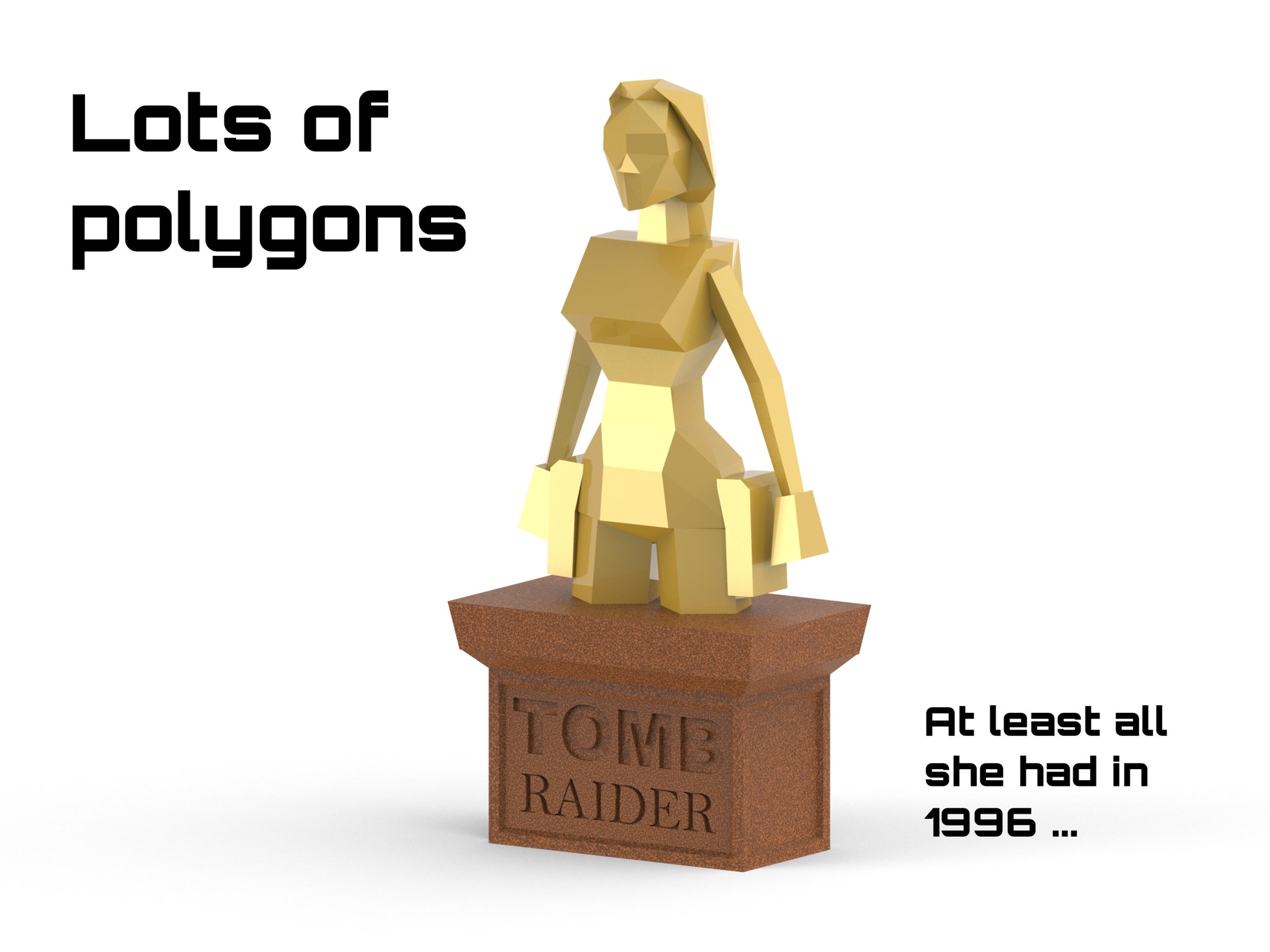Tượng bán thân Lara Croft năm 1996 với phong cách Low Poly