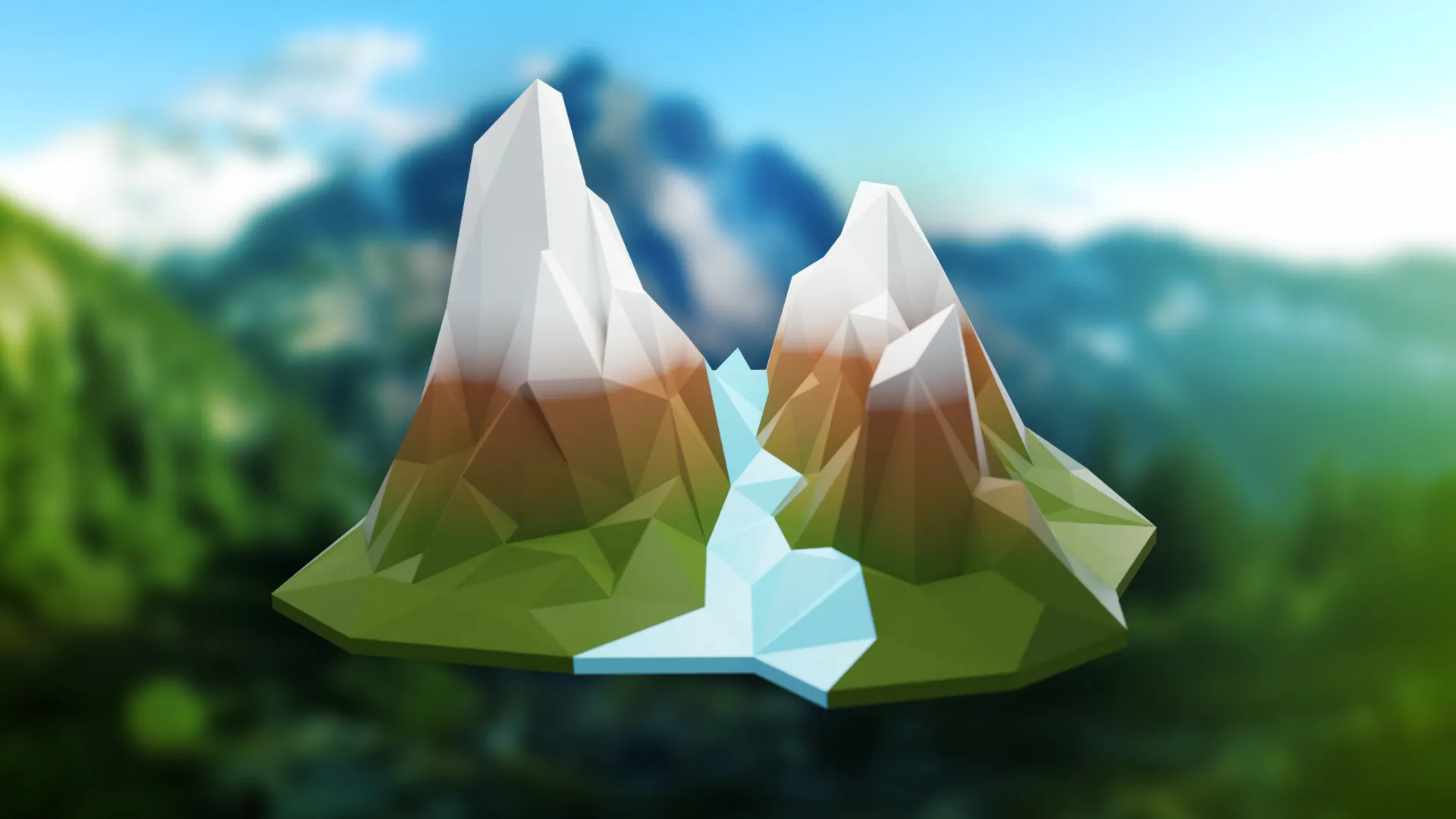 Địa hình núi non phong cách Low Poly