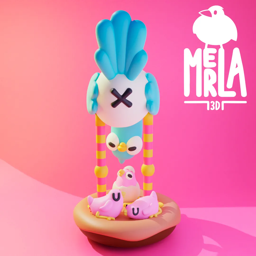 Tổ chim xinh xắn với chú chim con màu xanh