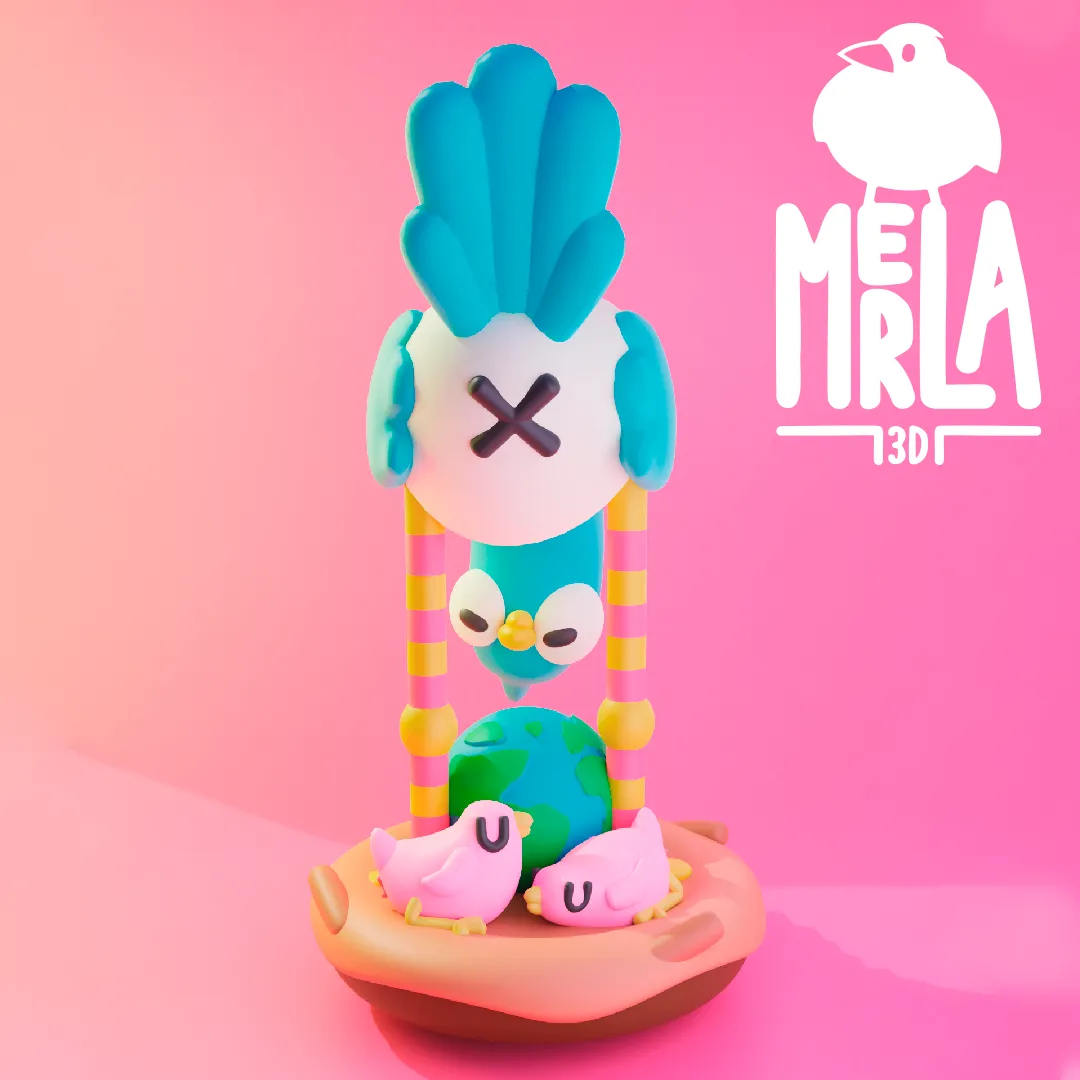 Tổ chim xinh xắn với chú chim con màu xanh