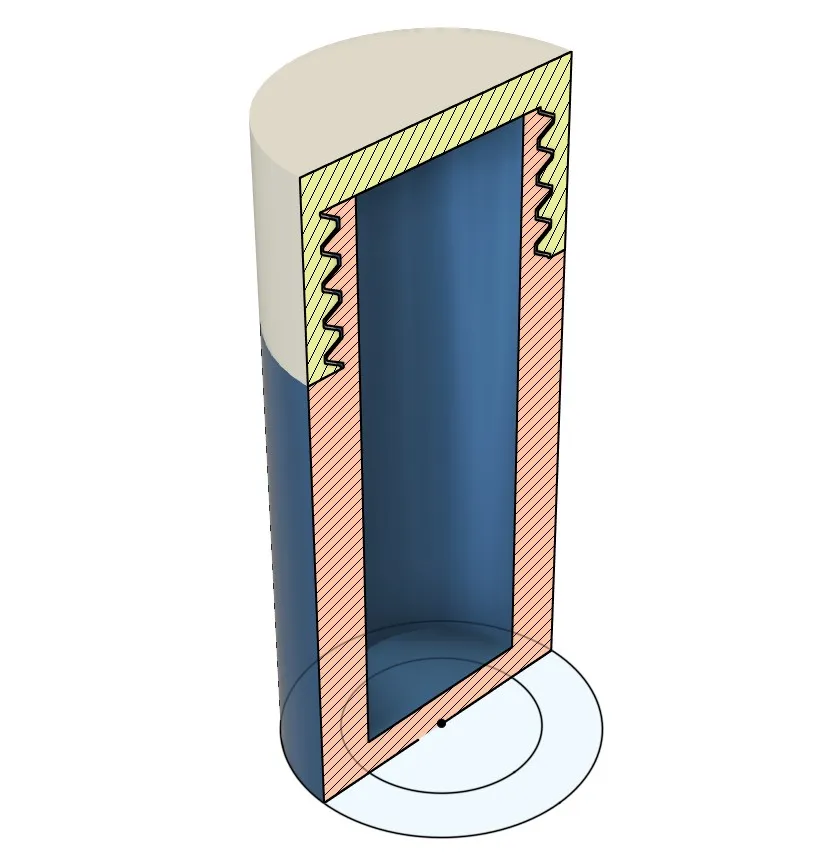 Bình chứa hình trụ đơn giản với nắp vặn cho in 3D