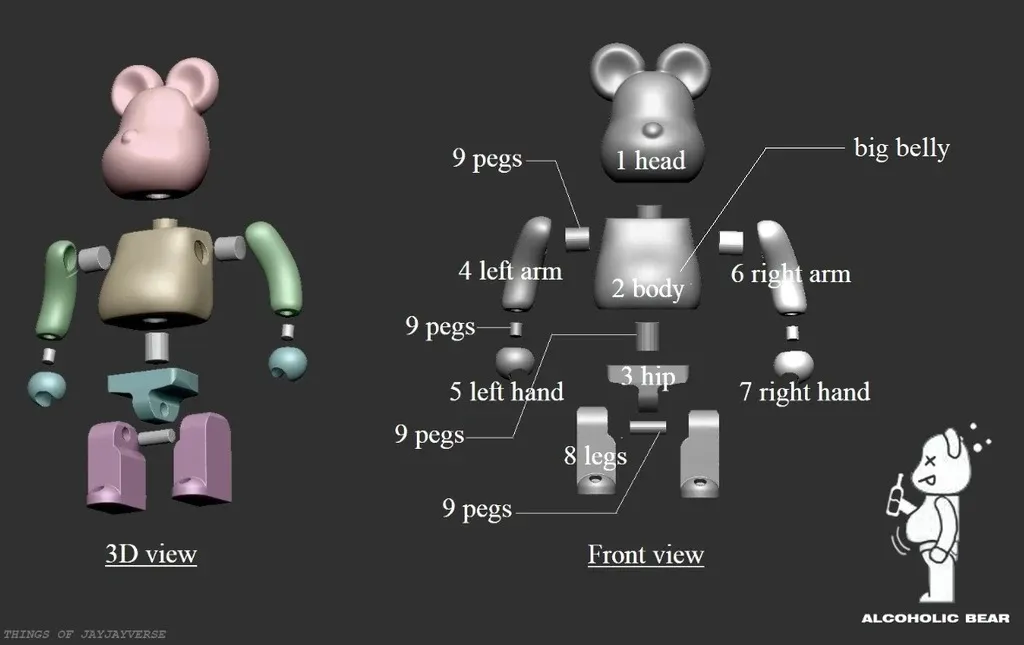 Nhân vật gấu Bear Brick có thể cử động