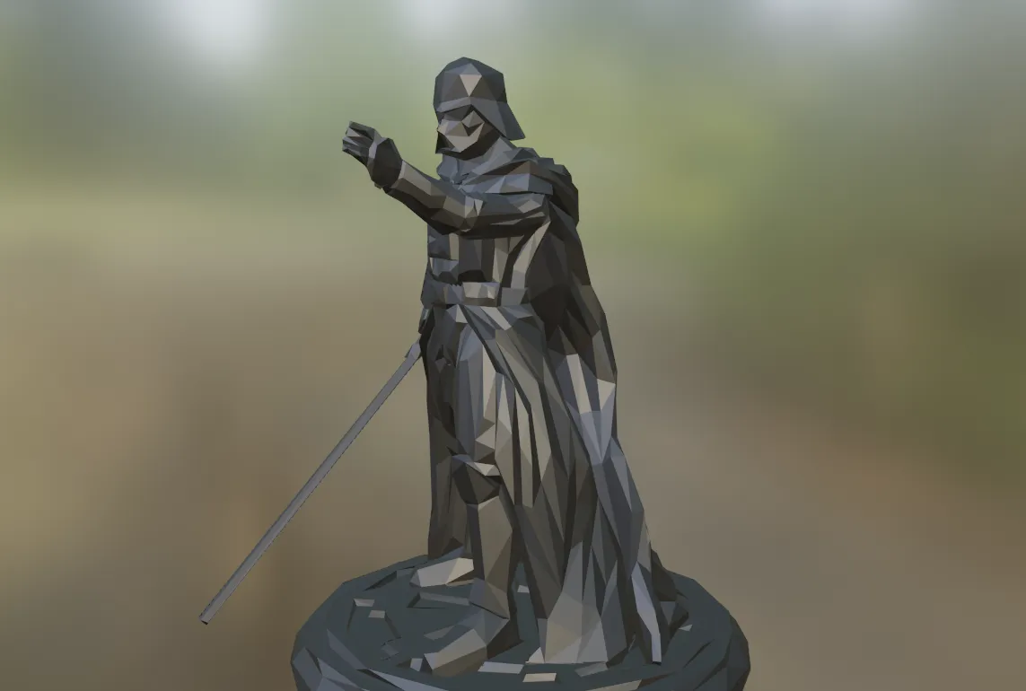 Nhân vật Star Wars phong cách low-poly gồm Yoda, Mando, Vader