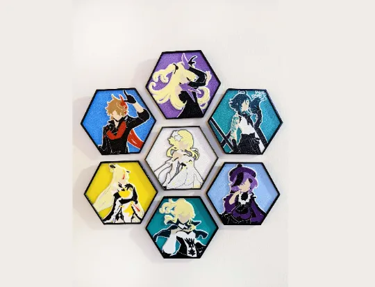 Nghệ thuật tường hình lục giác tối giản - Nhân vật Genshin ...