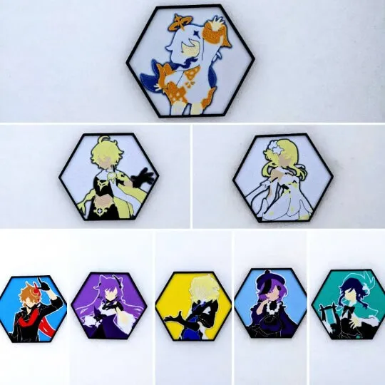 Nghệ thuật tường hình lục giác tối giản - Nhân vật Genshin ...