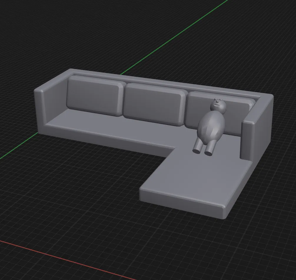 Sofa đơn giản với nhân vật bên cạnh