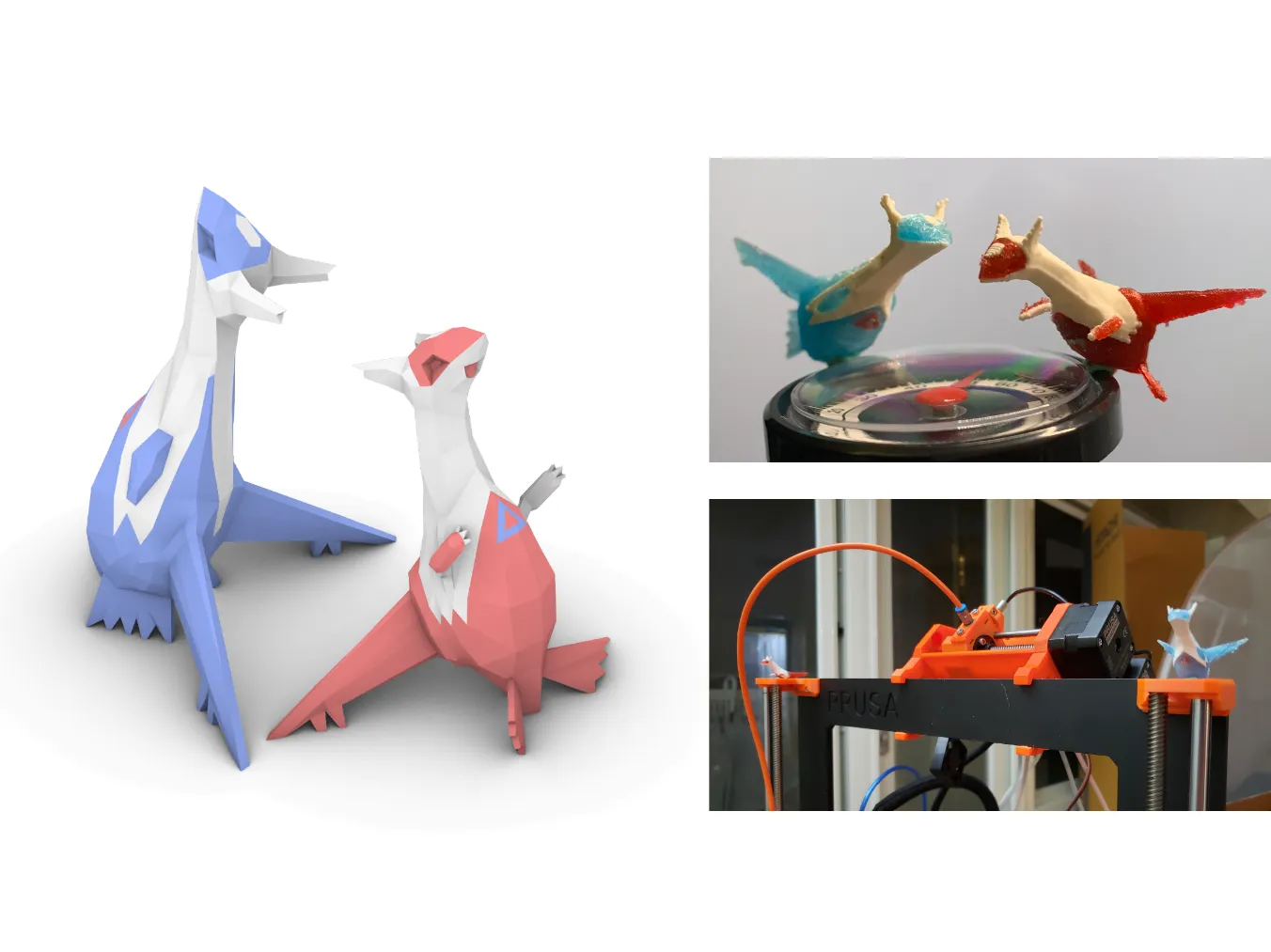Mô hình Pokemon Latios và Latias phong cách LowPoly