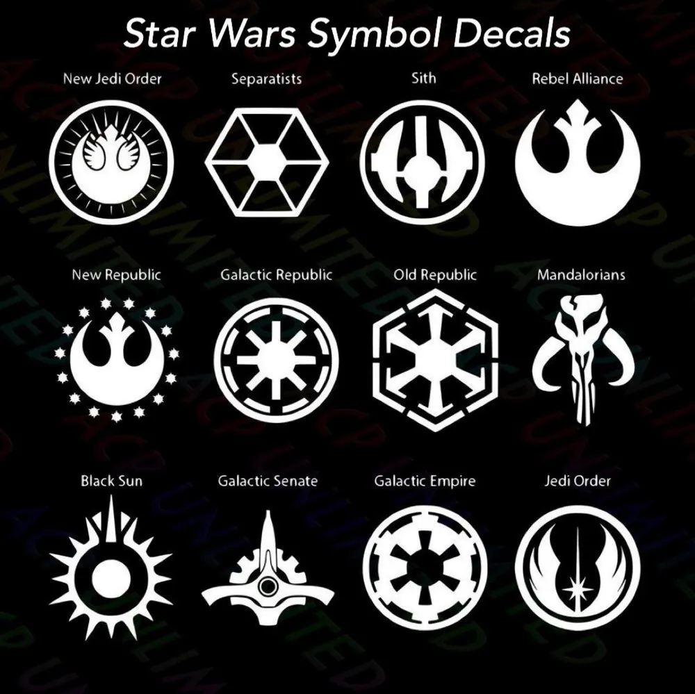 Decal biểu tượng Star Wars cho trang trí và phụ kiện