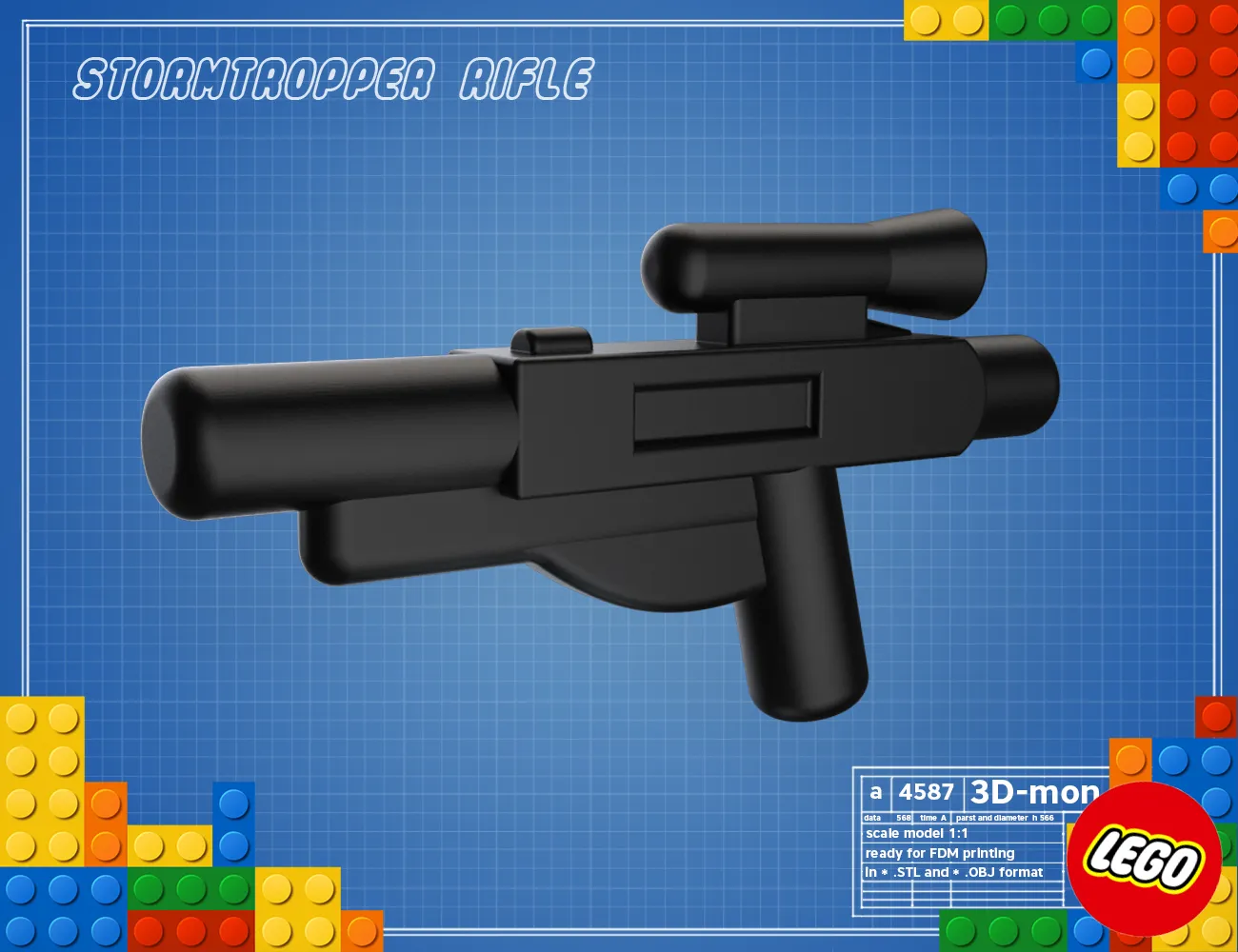 Rifle Stormtrooper LEGO Star Wars chi tiết in 3D