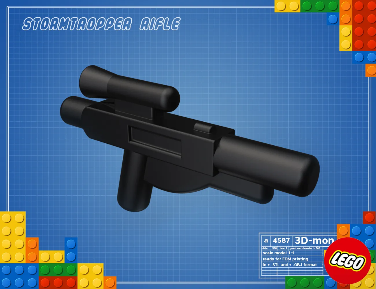 Rifle Stormtrooper LEGO Star Wars chi tiết in 3D