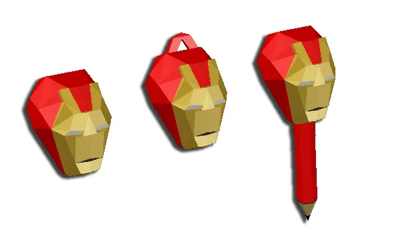 Đầu Ironman low poly để bút chì/ móc khóa/ trang trí