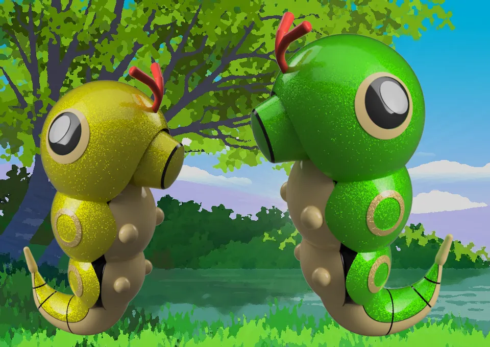 Mô hình Pokemon Caterpie phong cách Fusion 360