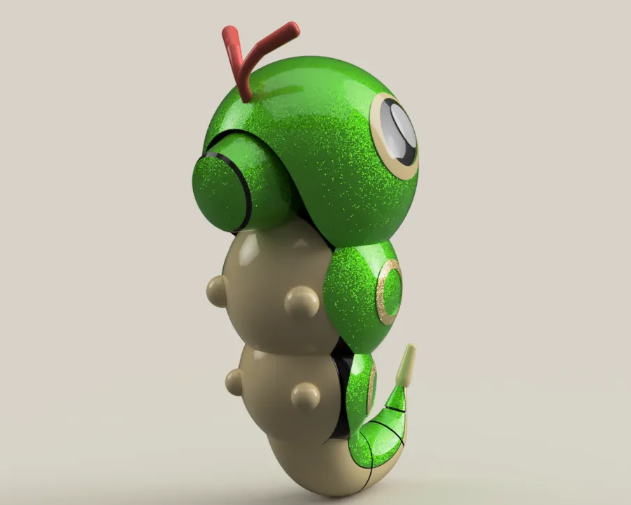 Mô hình Pokemon Caterpie phong cách Fusion 360
