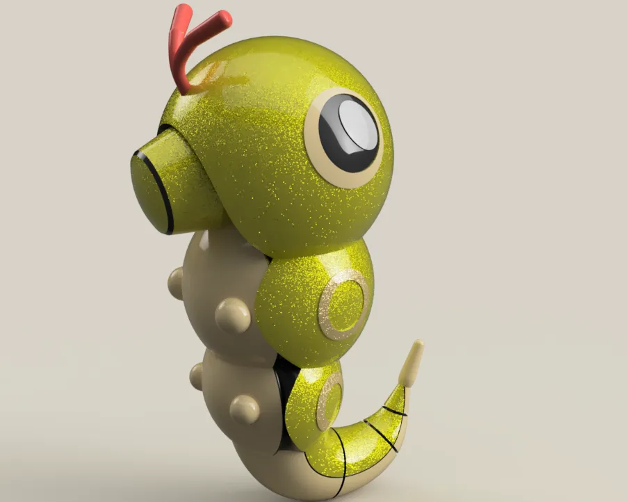 Mô hình Pokemon Caterpie phong cách Fusion 360