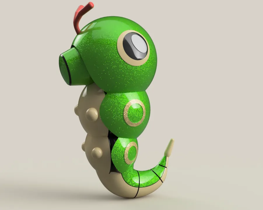 Mô hình Pokemon Caterpie phong cách Fusion 360
