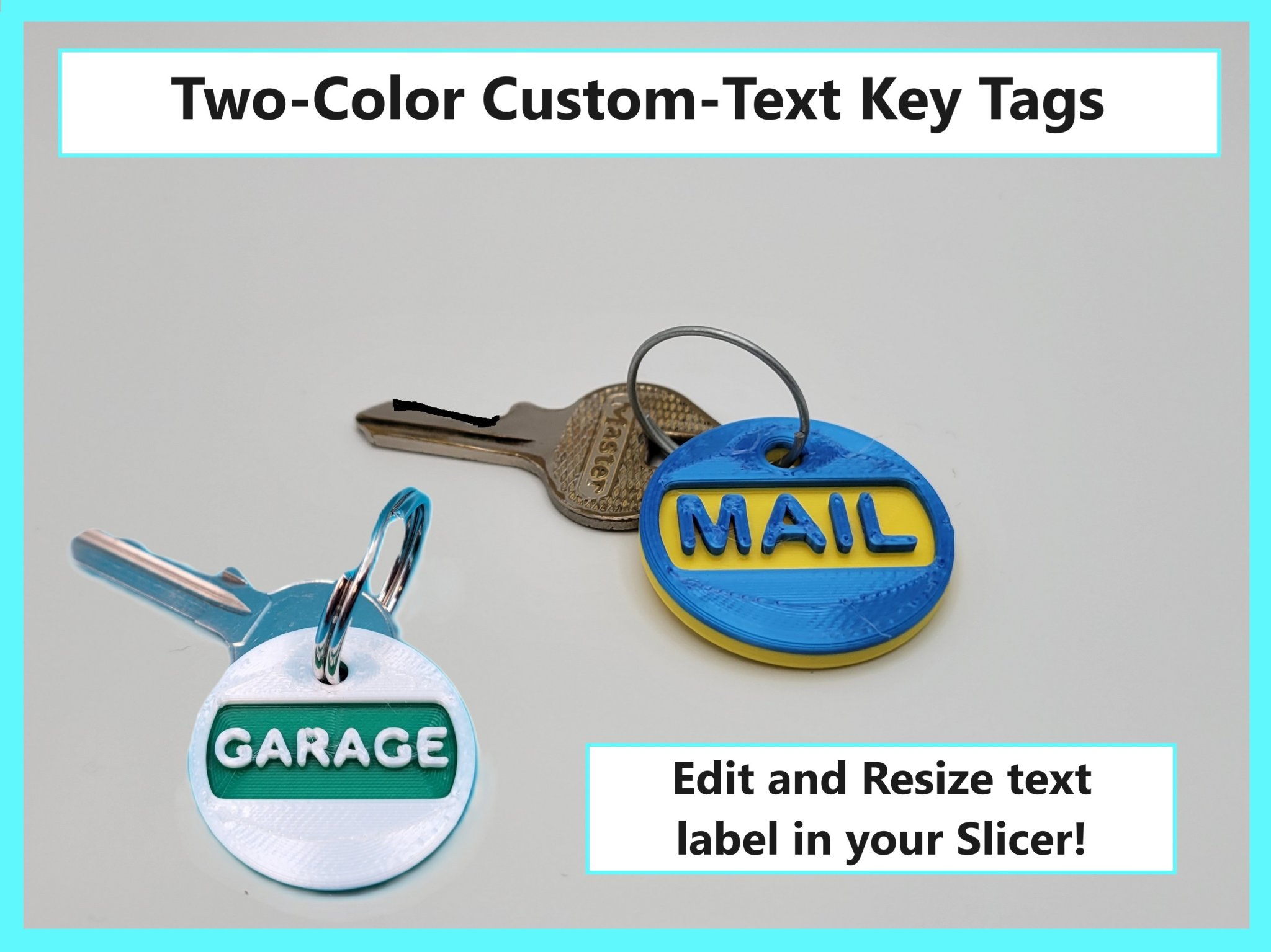 Thẻ chìa khóa tùy chỉnh hai màu với văn bản lựa chọn